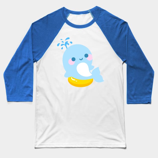 Kawaii whale sunbathing Baseball T-Shirt by EuGeniaArt